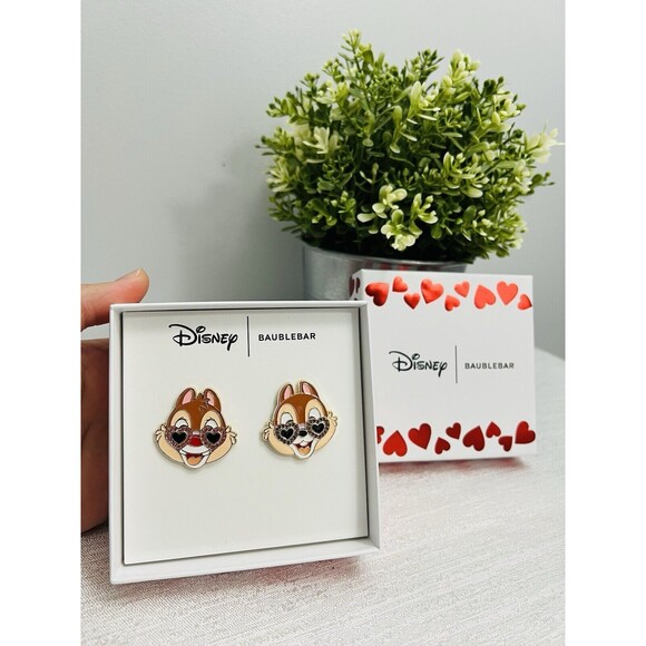 New Baublebar X Disney Chip And Dale Valentines Day Earrings Limited Edition - Picture 2 of 7